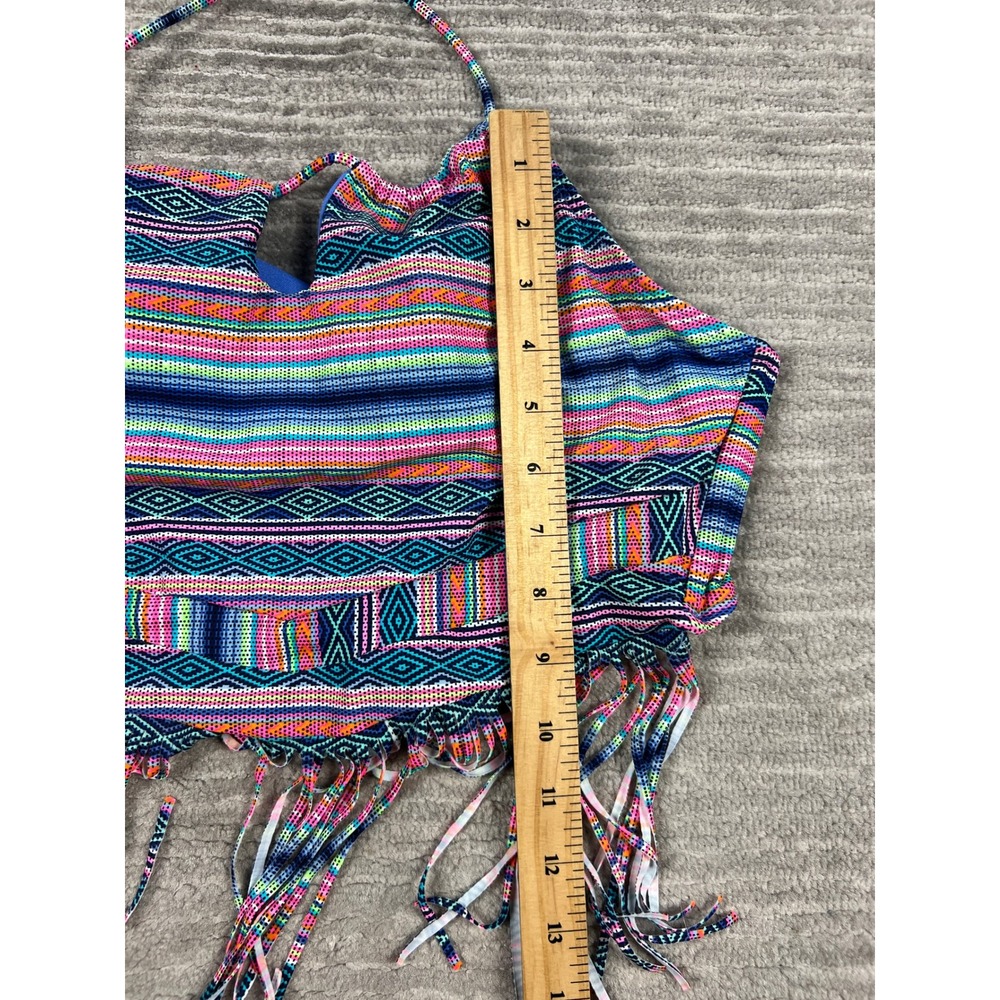 OP Bikini Top Women L Large Multi Geometric Halter Fringe OPS17304T Tribal Boho - Picture 5 of 11